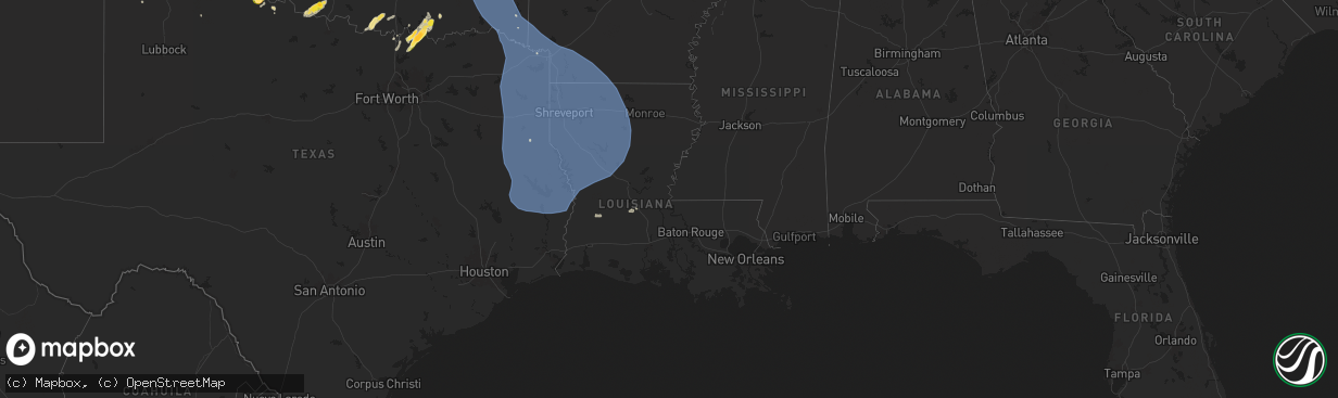 Hail map in Louisiana on June 26, 2024