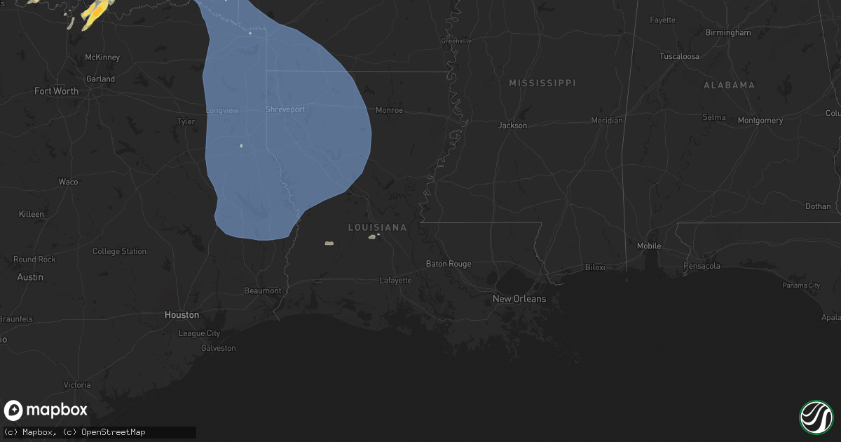 Hail map in Louisiana on June 26, 2024