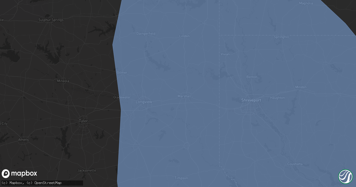 Hail map in Marshall, TX on June 26, 2024
