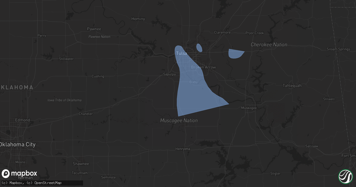 Hail map in Mounds, OK on June 26, 2024