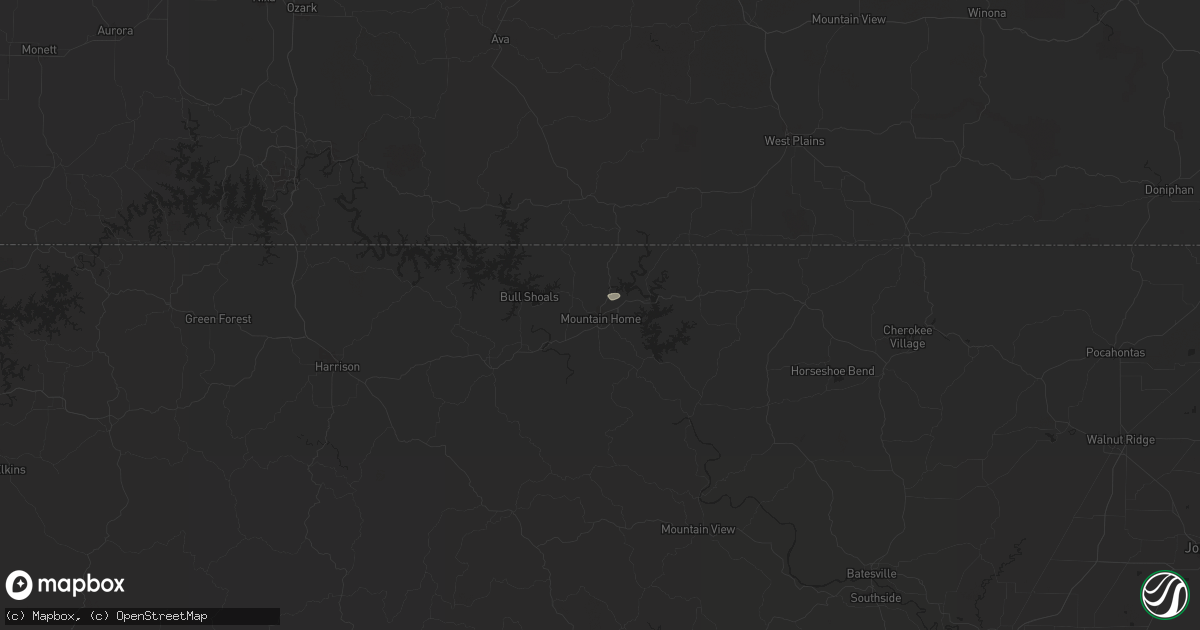 Hail map in Mountain Home, AR on June 26, 2024