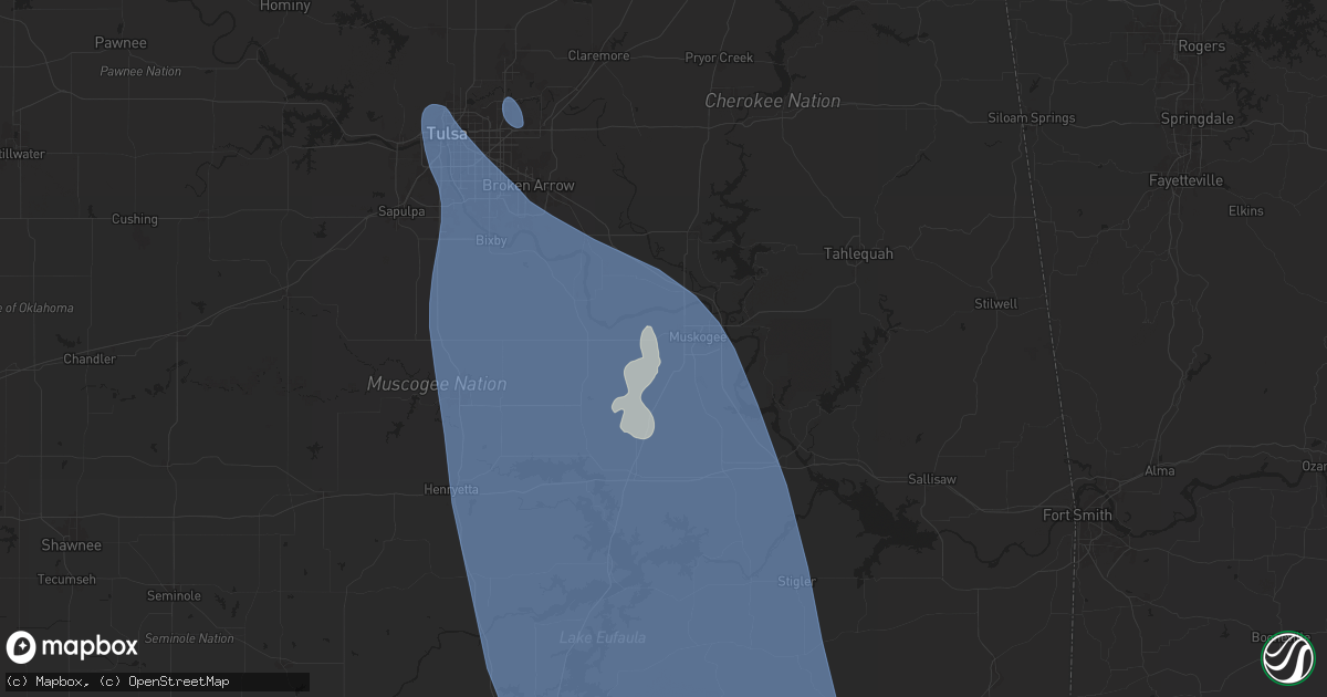 Hail map in Muskogee, OK on June 26, 2024