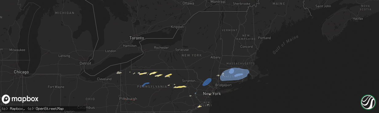 Hail map in New York on June 26, 2024