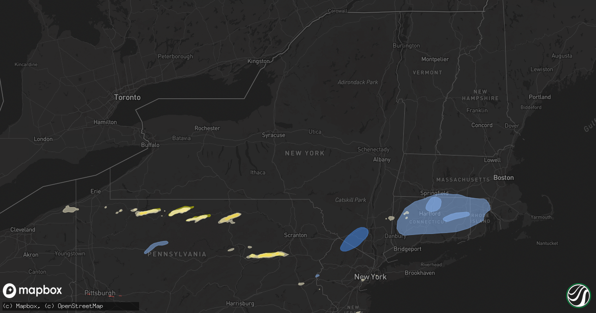 Hail map in New York on June 26, 2024