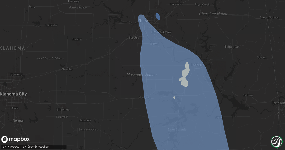 Hail map in Okmulgee, OK on June 26, 2024