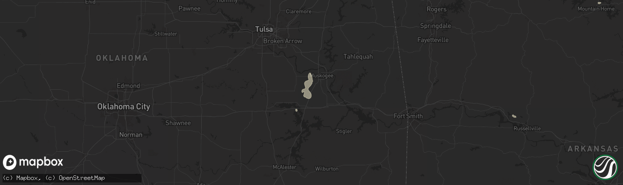 Hail map in Oktaha, OK on June 26, 2024
