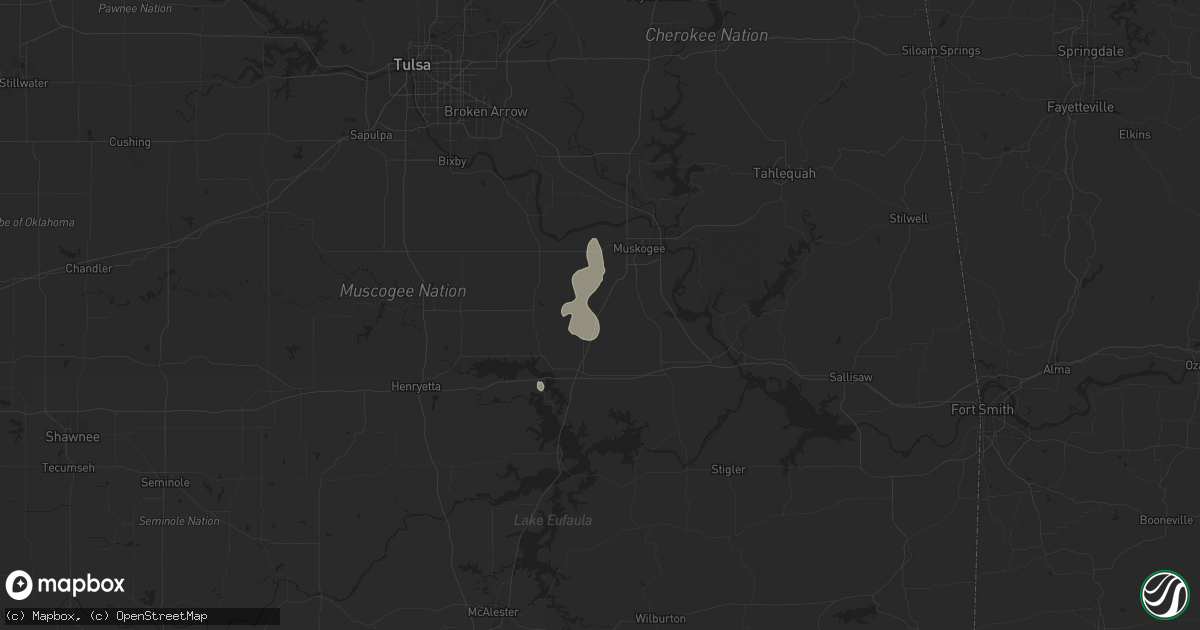 Hail map in Oktaha, OK on June 26, 2024