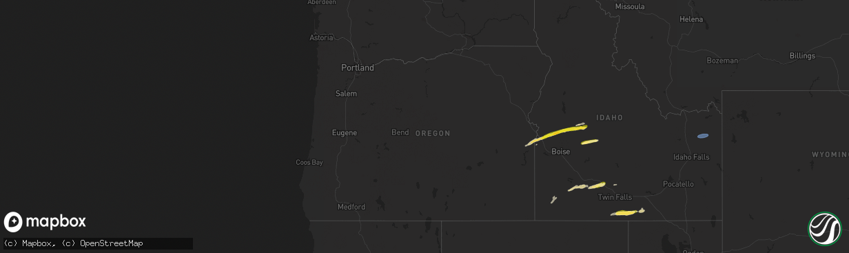 Hail map in Oregon on June 26, 2024