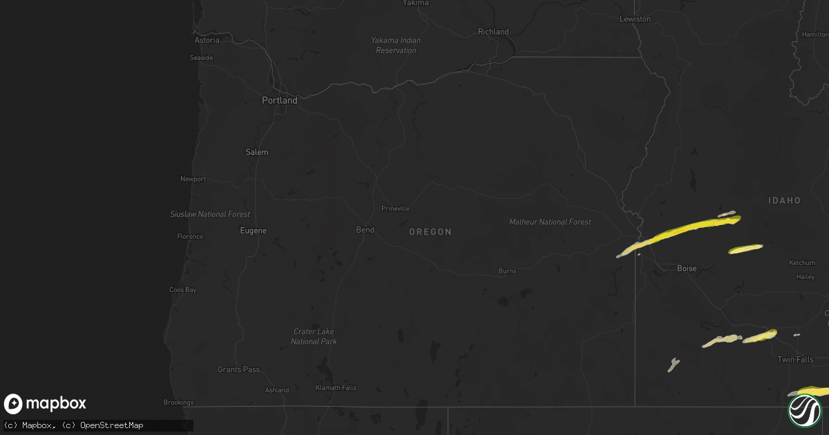 Hail map in Oregon on June 26, 2024