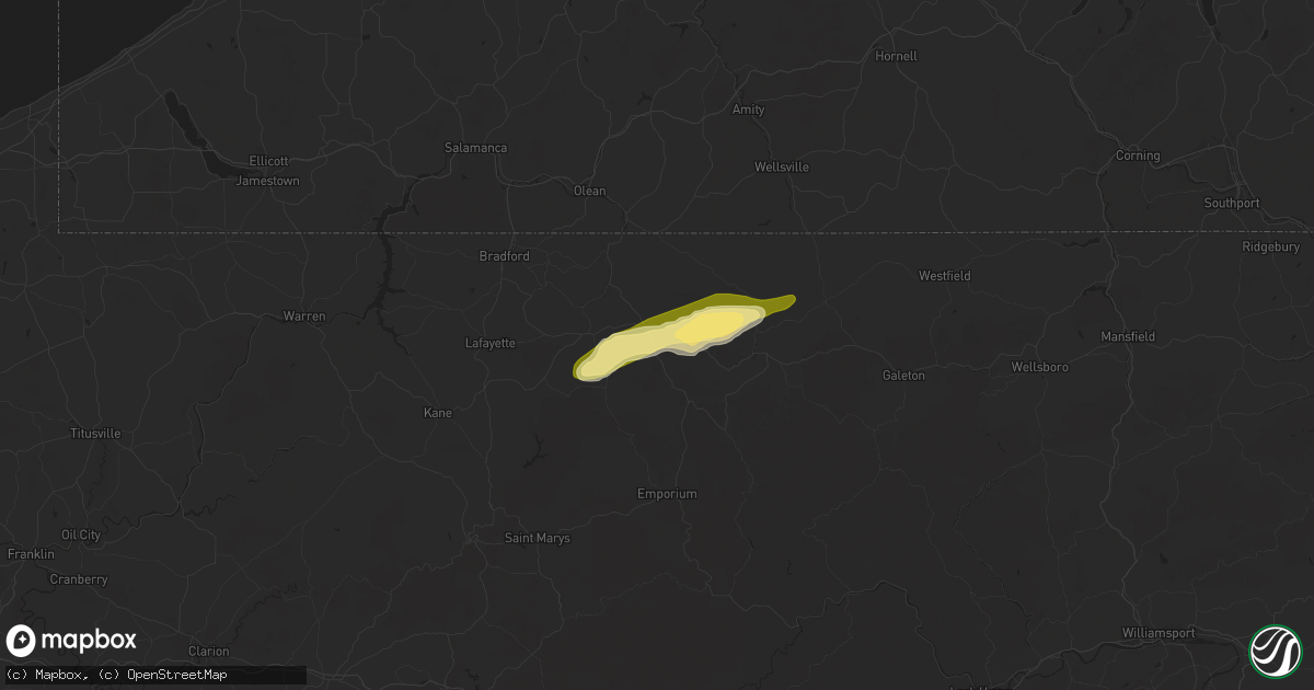 Hail map in Port Allegany, PA on June 26, 2024