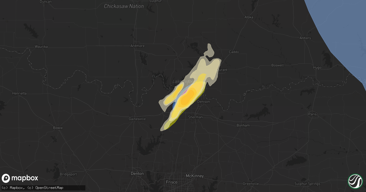 Hail map in Pottsboro, TX on June 26, 2024