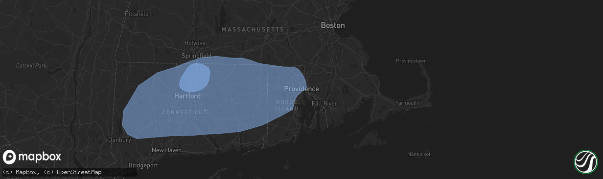 Hail map in Providence, RI on June 26, 2024