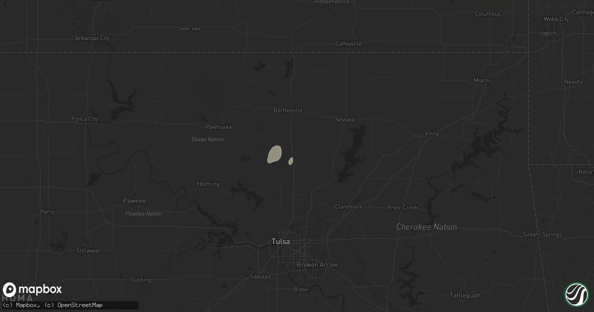 Hail map in Ramona, OK on June 26, 2024