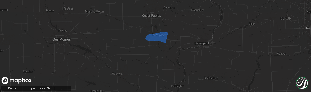 Hail map in Riverside, IA on June 26, 2024