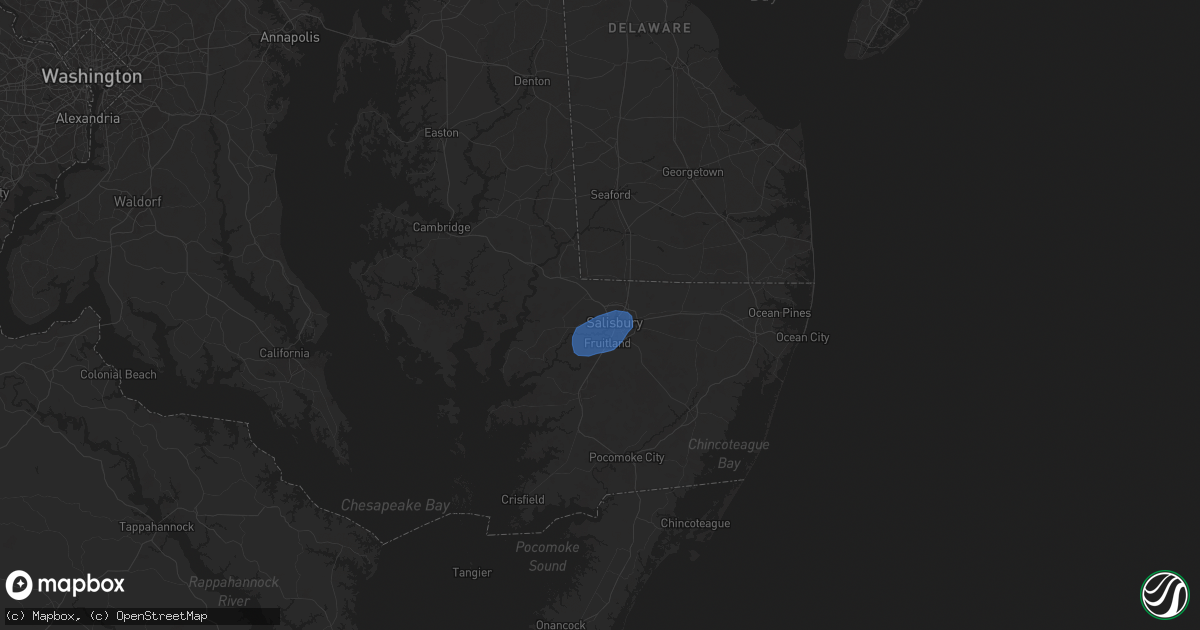 Hail map in Salisbury, MD on June 26, 2024