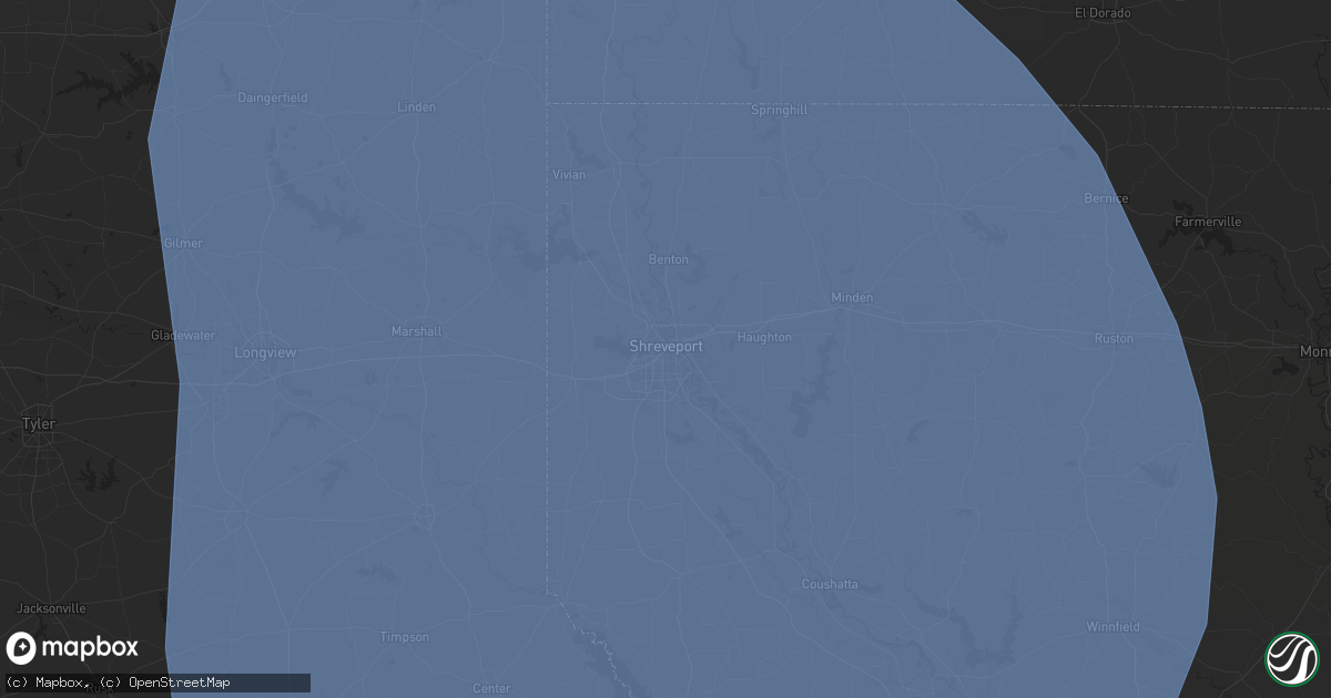 Hail map in Shreveport, LA on June 26, 2024