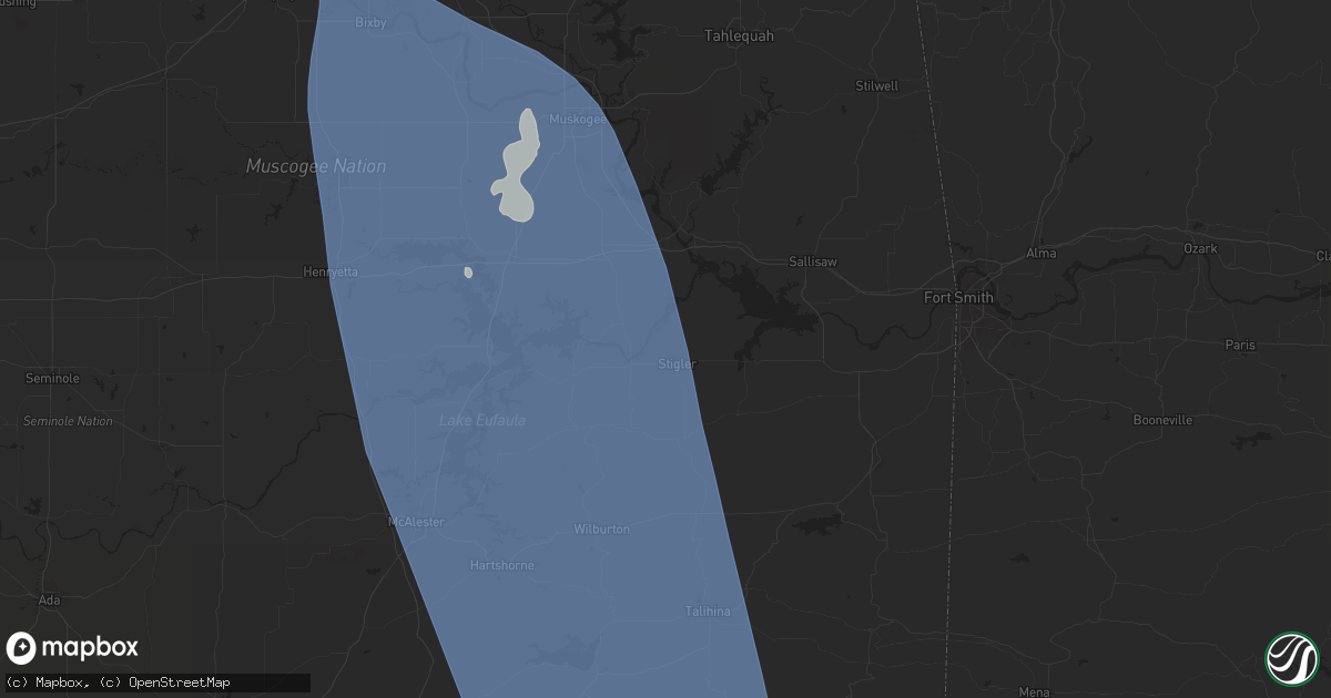 Hail map in Stigler, OK on June 26, 2024