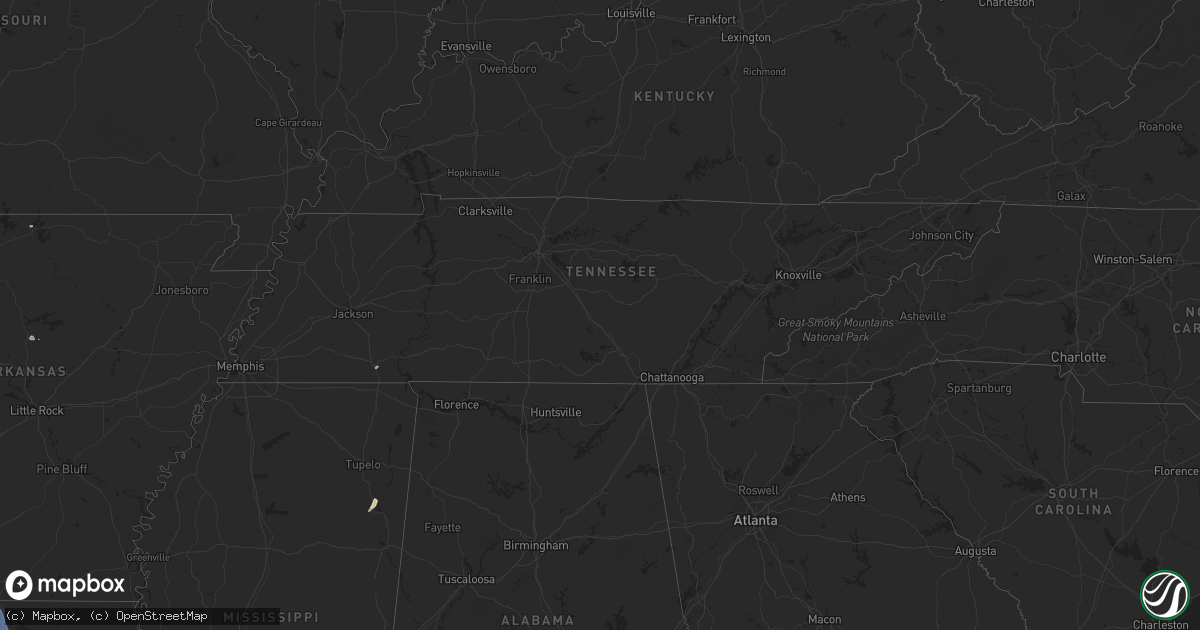 Hail map in Tennessee on June 26, 2024