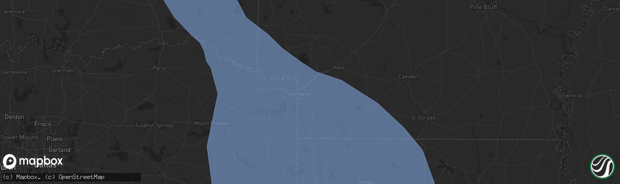 Hail map in Texarkana, AR on June 26, 2024
