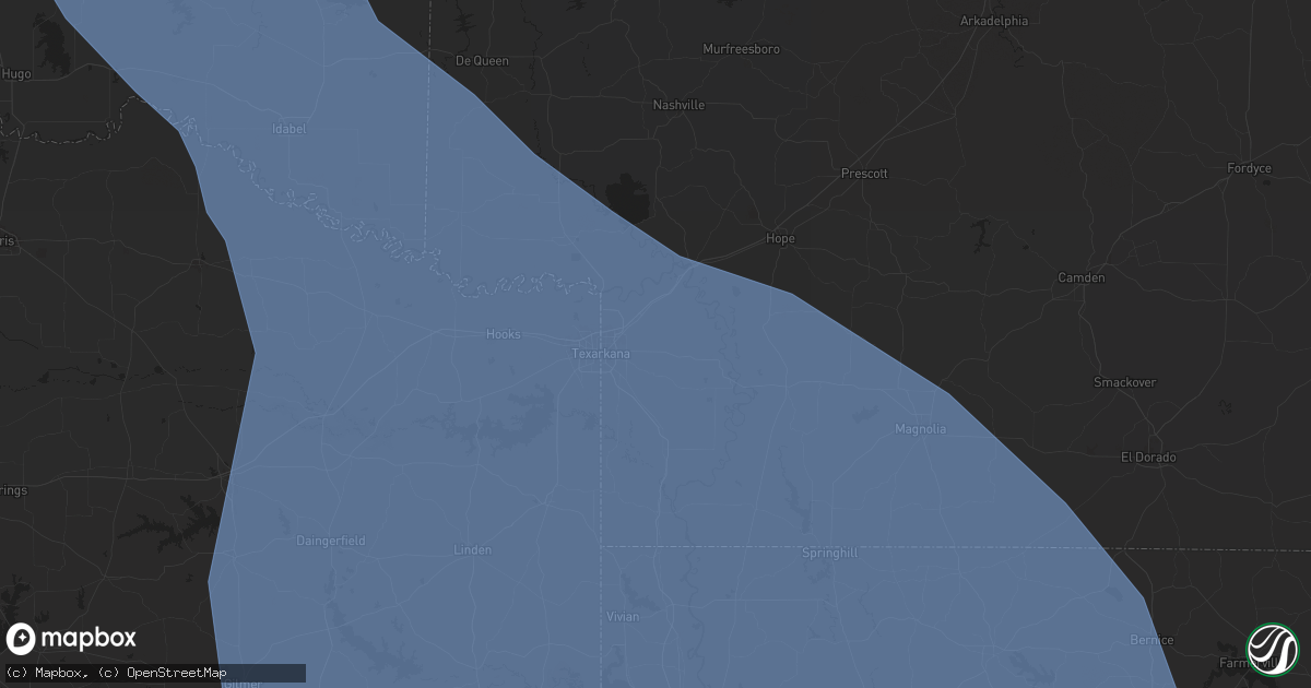 Hail map in Texarkana, AR on June 26, 2024