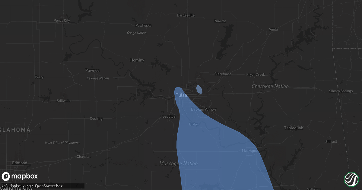 Hail map in Tulsa, OK on June 26, 2024