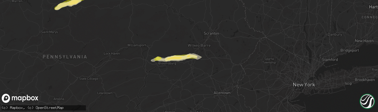 Hail map in Wapwallopen, PA on June 26, 2024