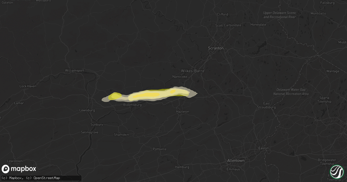 Hail map in Wapwallopen, PA on June 26, 2024