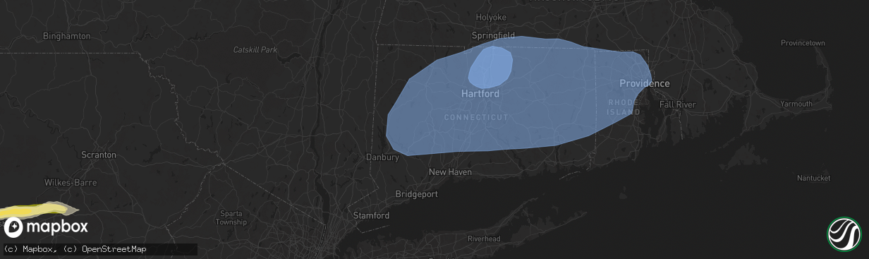 Hail map in Waterbury, CT on June 26, 2024