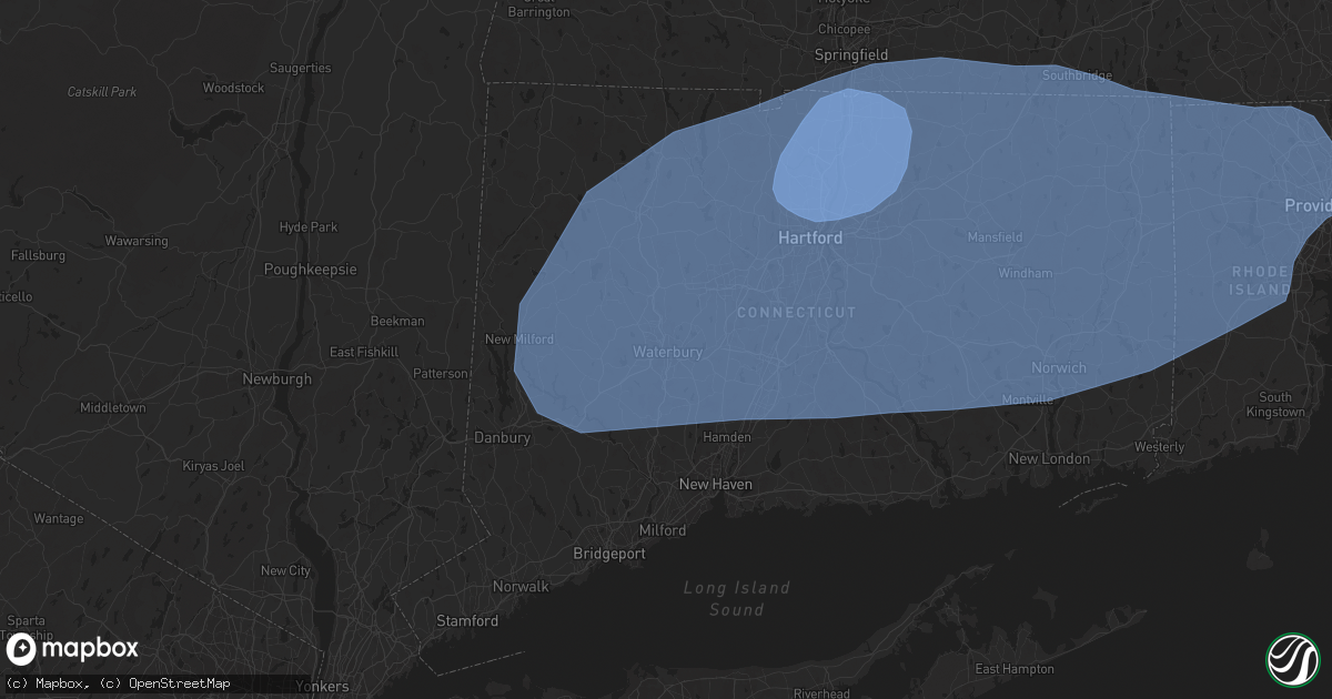 Hail map in Waterbury, CT on June 26, 2024