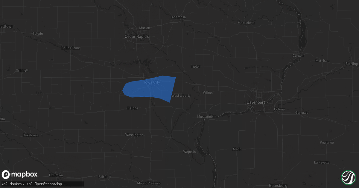 Hail map in West Liberty, IA on June 26, 2024