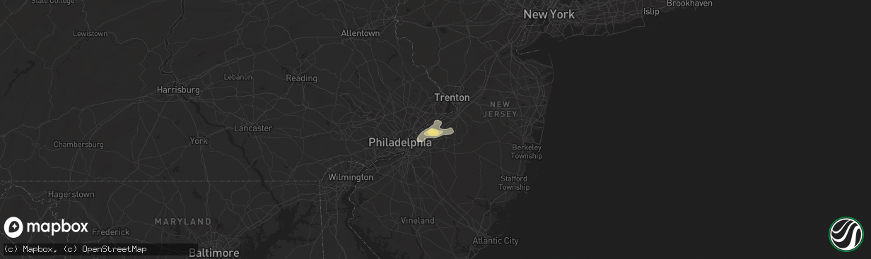 Hail map in Willingboro, NJ on June 26, 2024