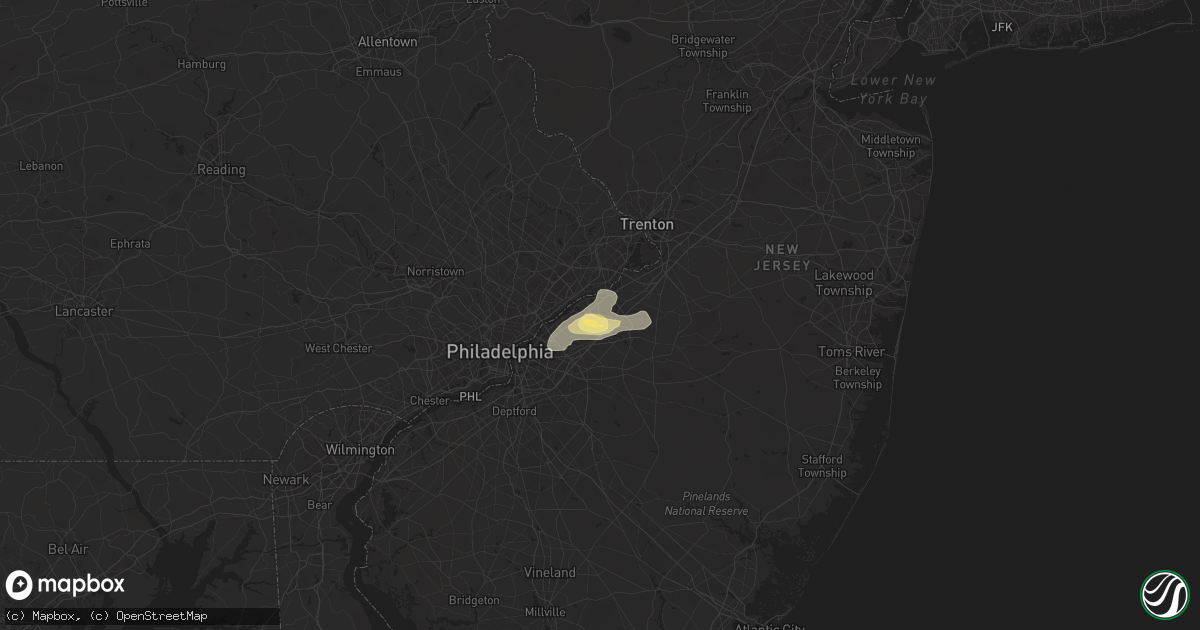Hail map in Willingboro, NJ on June 26, 2024