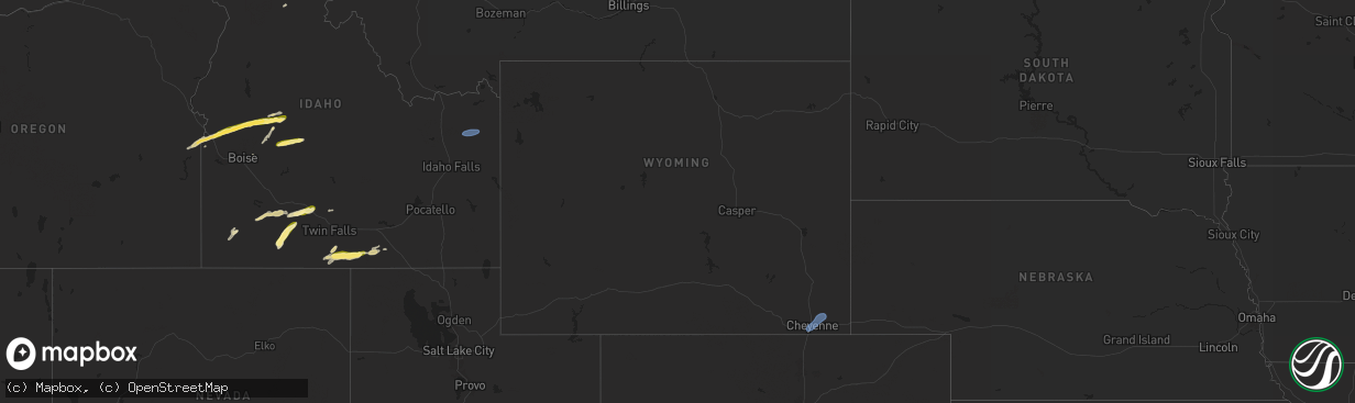 Hail map in Wyoming on June 26, 2024