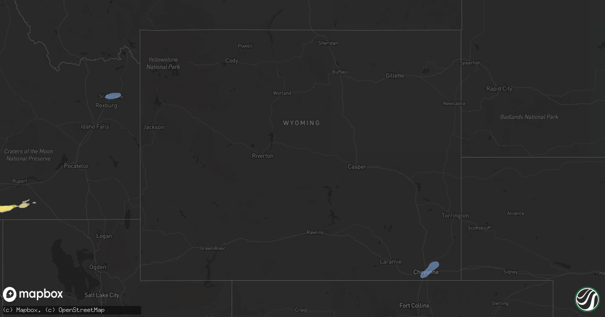 Hail map in Wyoming on June 26, 2024