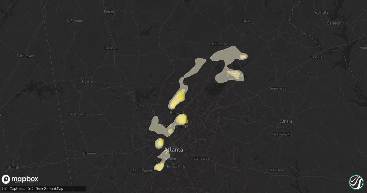 Hail map in Alpharetta, GA on June 26, 2025