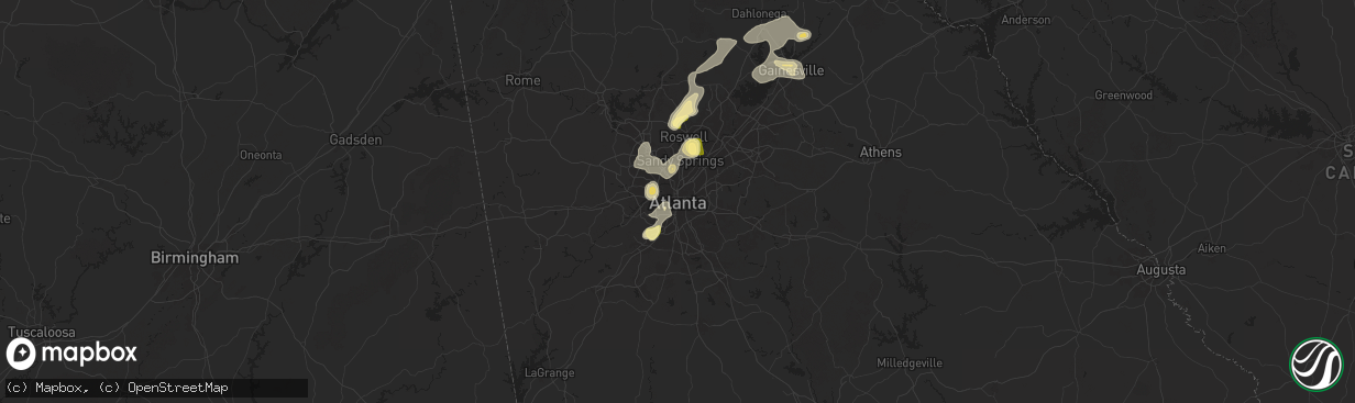 Hail map in Atlanta, GA on June 26, 2025