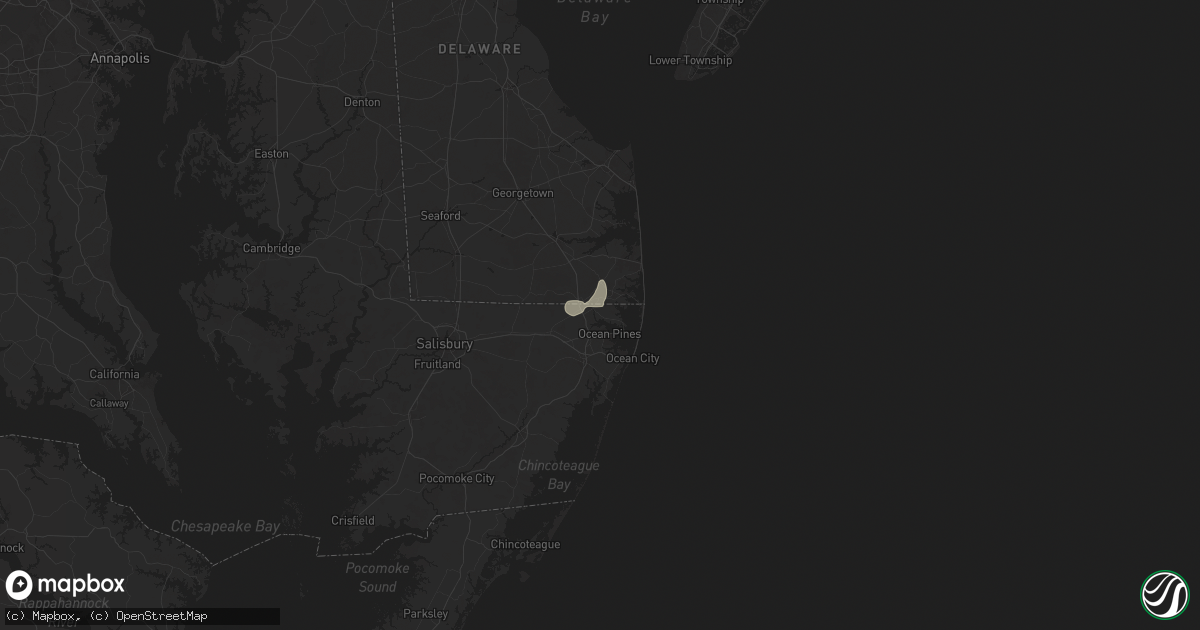 Hail map in Bishopville, MD on June 26, 2025
