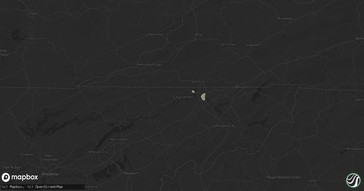 Hail map in Church Hill, TN on June 26, 2025