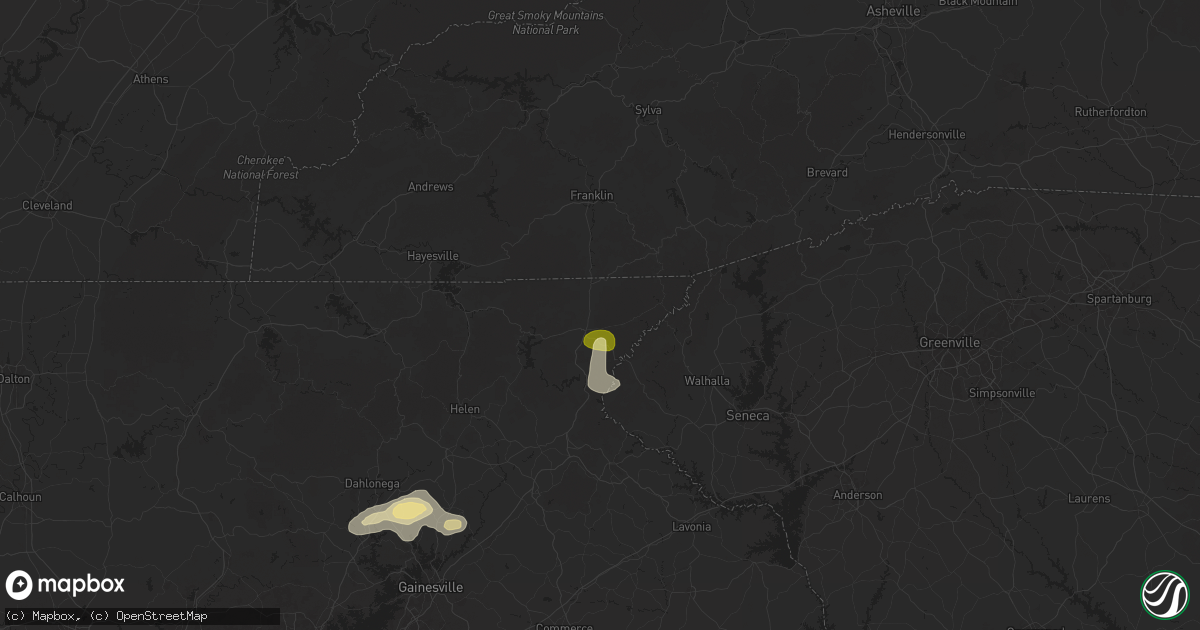 Hail map in Clayton, GA on June 26, 2025