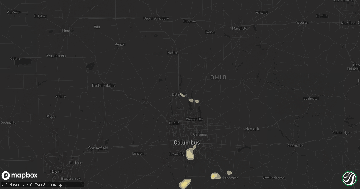 Hail map in Delaware, OH on June 26, 2025