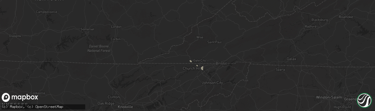 Hail map in Duffield, VA on June 26, 2025