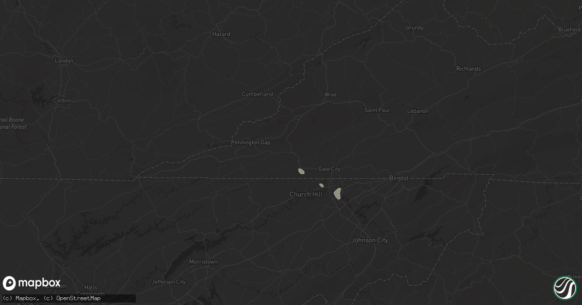 Hail map in Duffield, VA on June 26, 2025