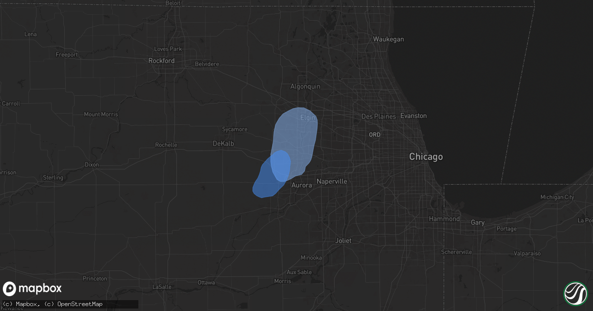 Hail map in Geneva, IL on June 26, 2025