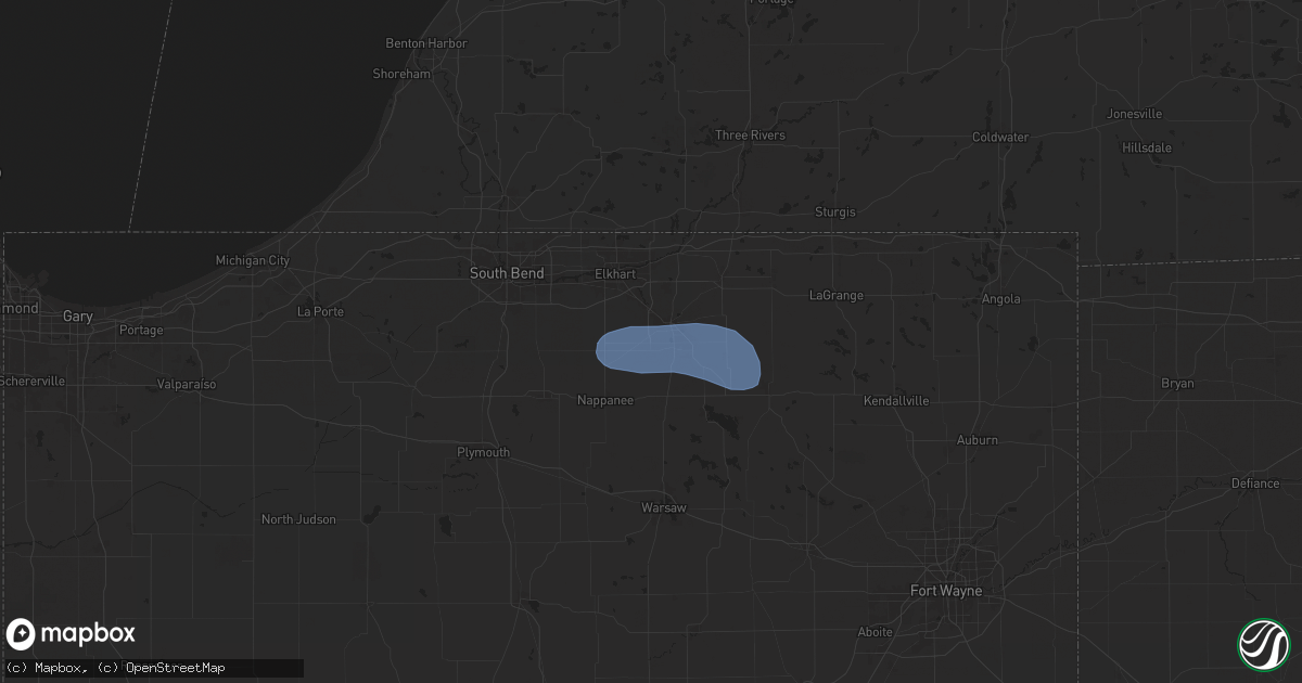 Hail map in Goshen, IN on June 26, 2025