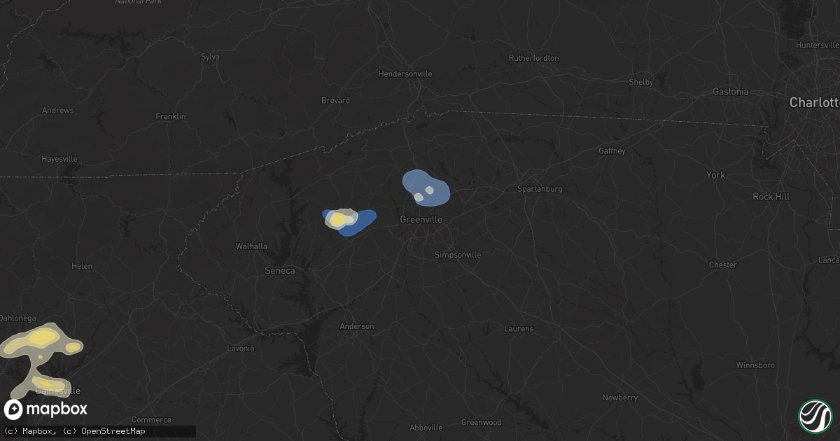 Hail map in Greenville, SC on June 26, 2025
