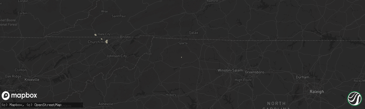 Hail map in Hays, NC on June 26, 2025