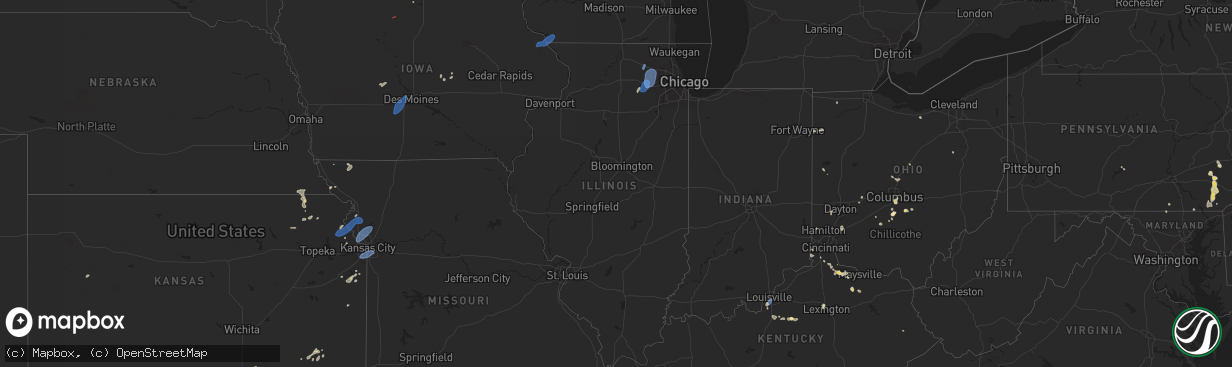 Hail map in Illinois on June 26, 2025