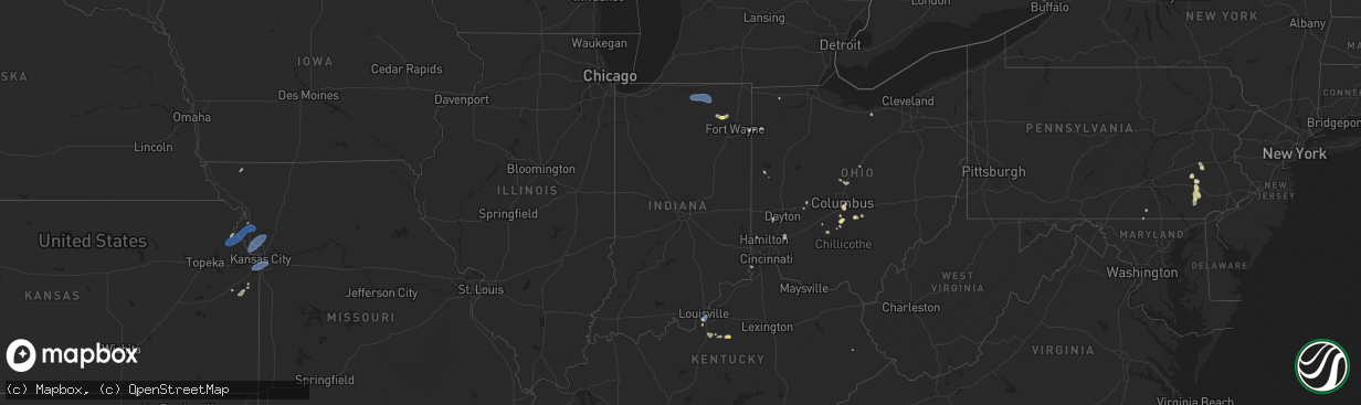 Hail map in Indiana on June 26, 2025