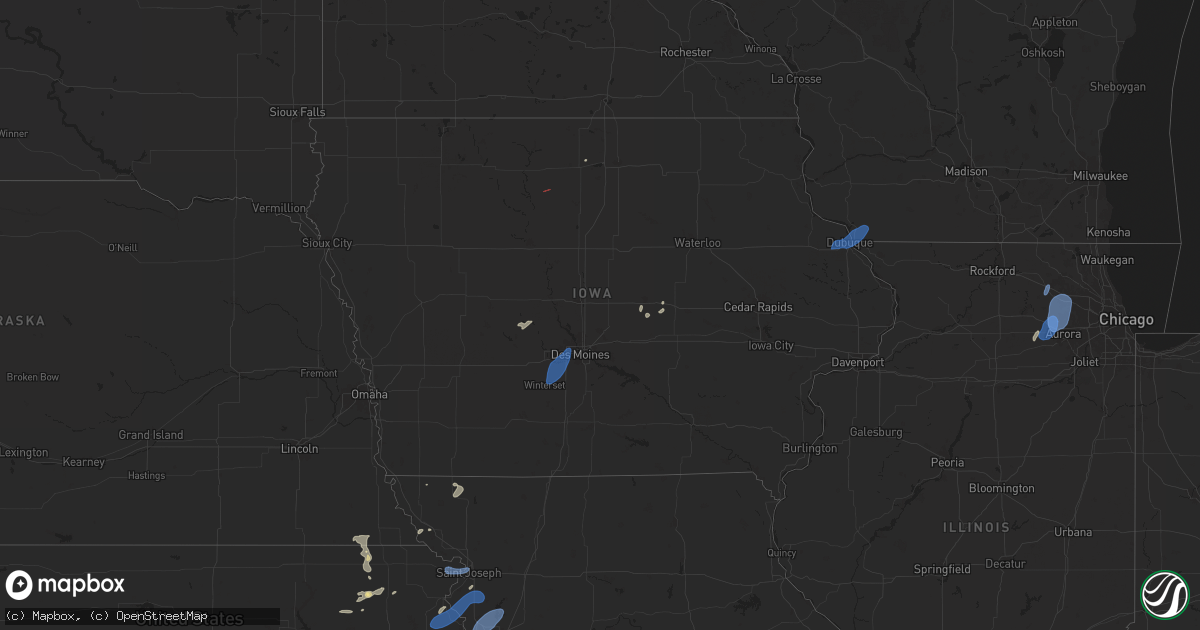 Hail map in Iowa on June 26, 2025