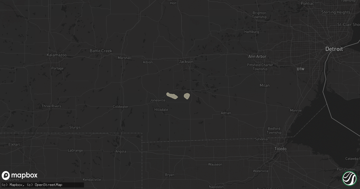 Hail map in Jerome, MI on June 26, 2025